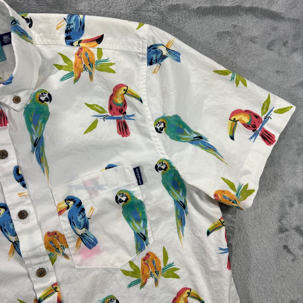 CHUBBIES Button Down Shirt Mens Small White Parrot Toucan Tropical - Picture 7 of 16